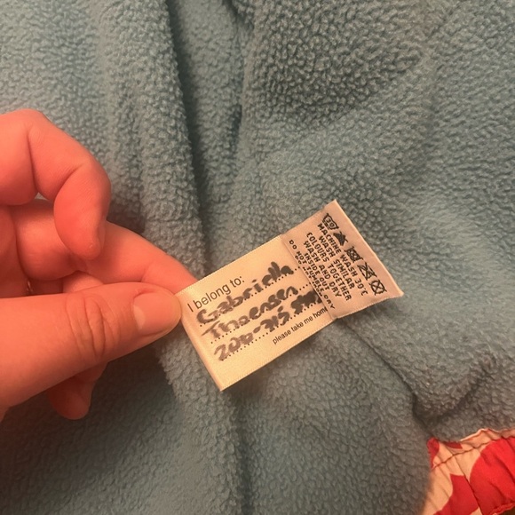 Mini Boden Fleece Lined Red & White Floral Print Hooded Jacket Size 1-2Y - Picture 4 of 5